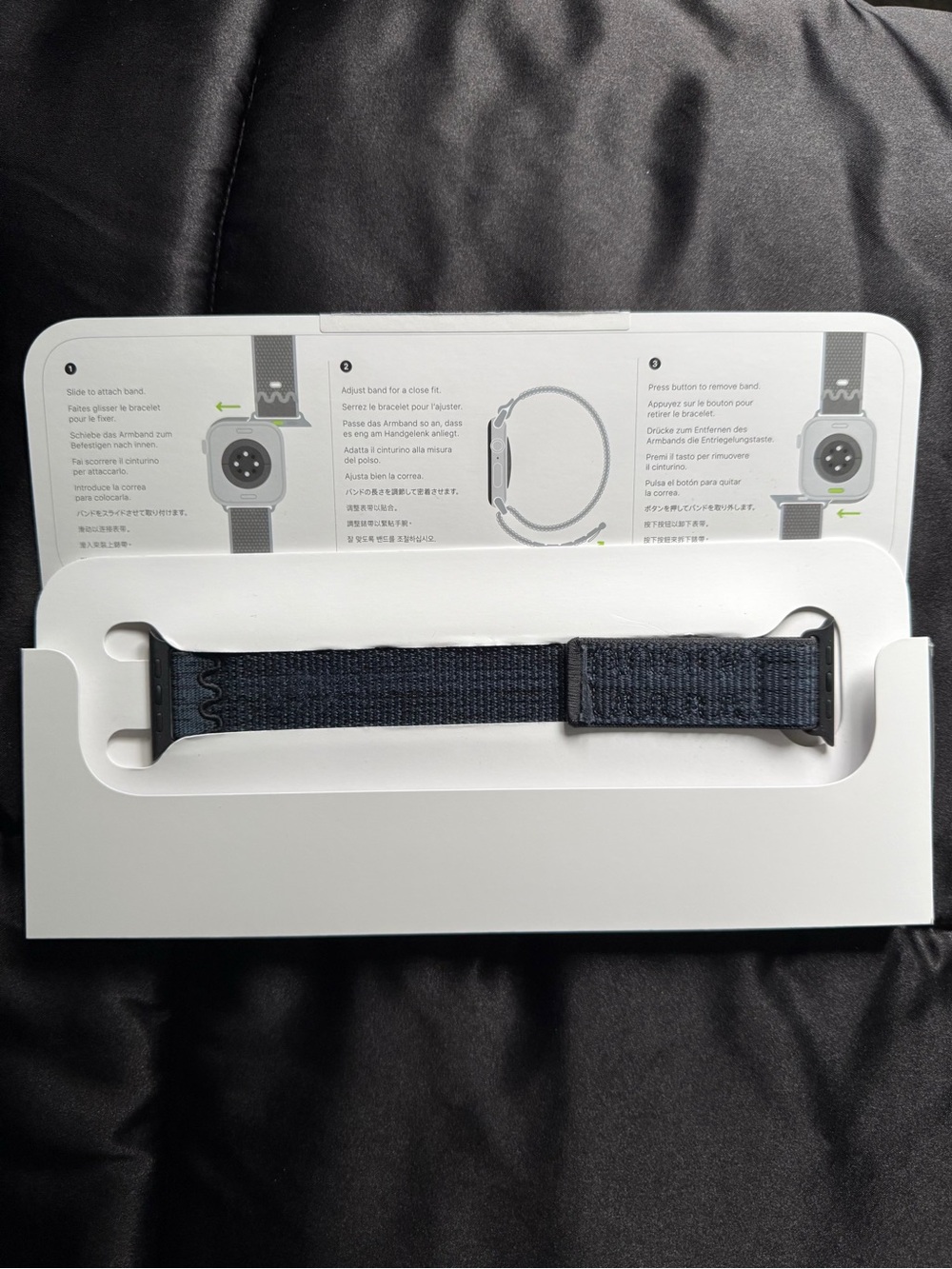 Apple Navy Blue Nylon Hook-and-Loop Watch Band